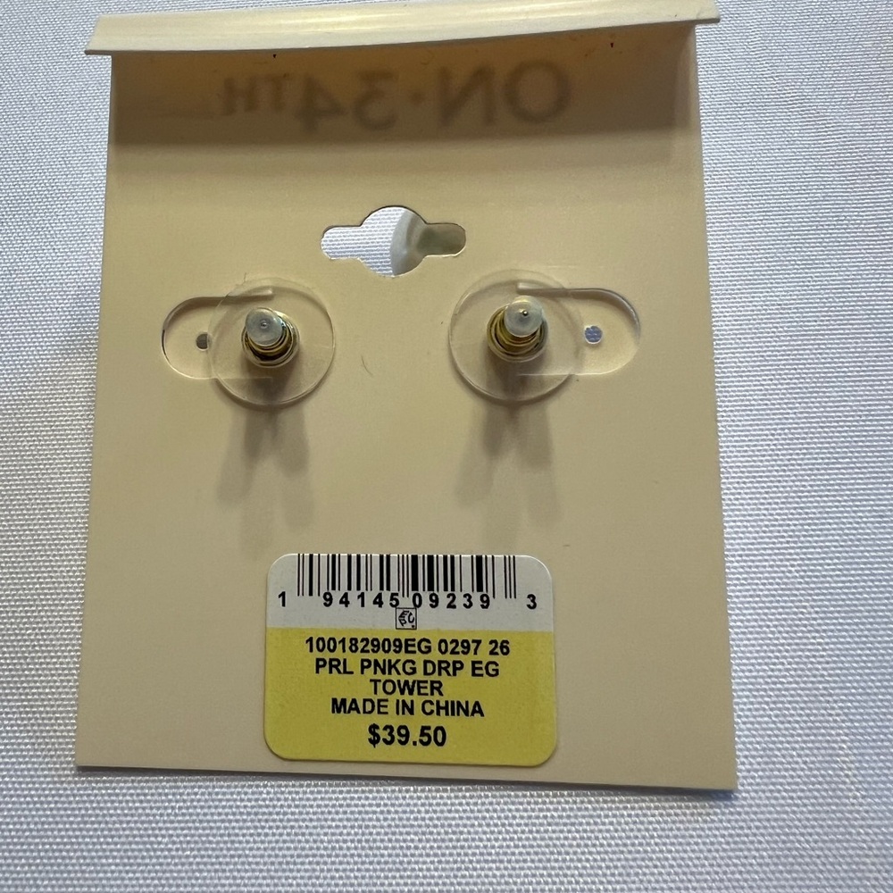 Gold and Pink ON-34TH Earrings with Elegant Design - Picture 2 of 2